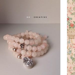 Rose quartz & Gray quartz  with Sterling silver balls 2 style wear bracelet